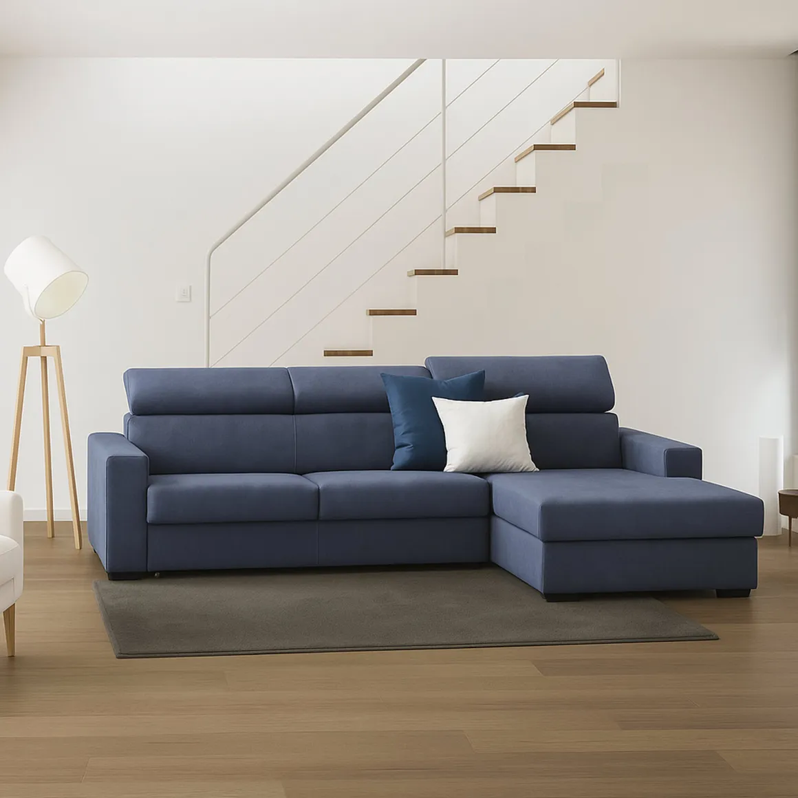 Divano con braccioli blu 280x95x85h cm - Ameno