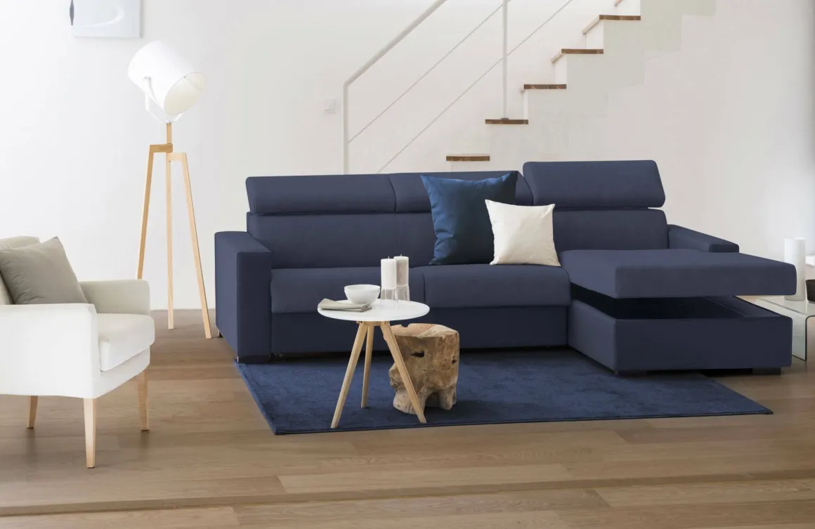 Divano con braccioli blu 280x95x85h cm - Ameno