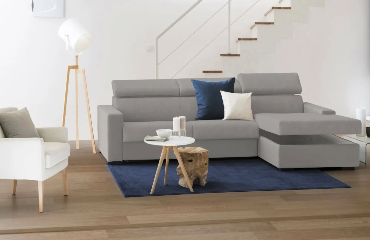 Divani Angolari|Divani Fissi Con Penisola > Dmora Divano con braccioli 260x95x85h cm - Angera Grigio