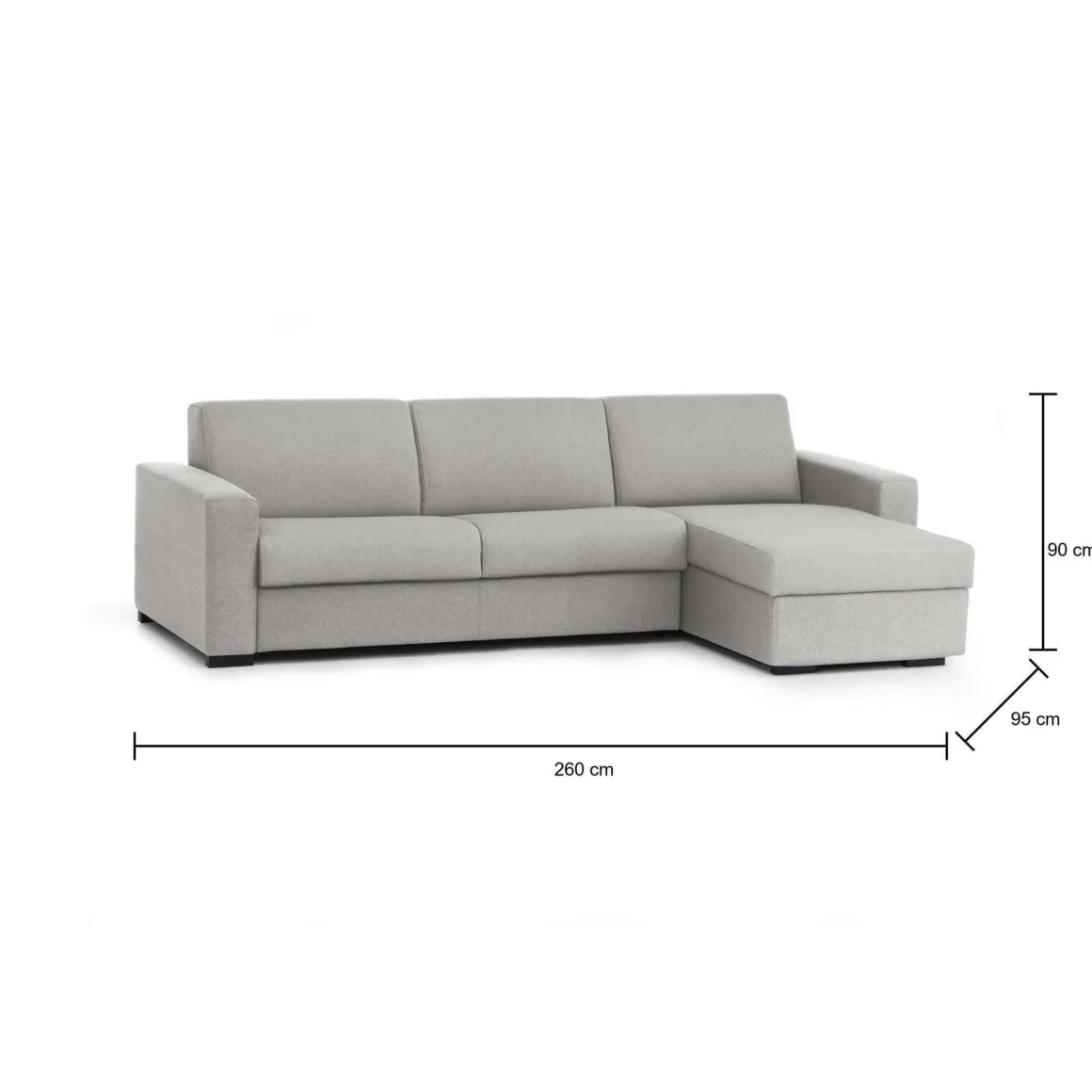 Divano con braccioli grigio 260x95x90h cm - Azechiele