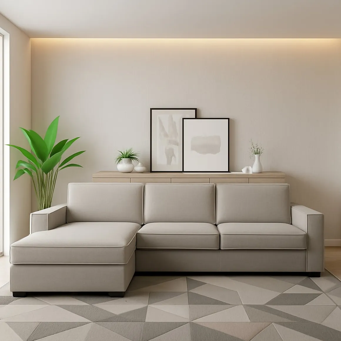 Divano con braccioli tortora 260x95x90h cm - Sodalite