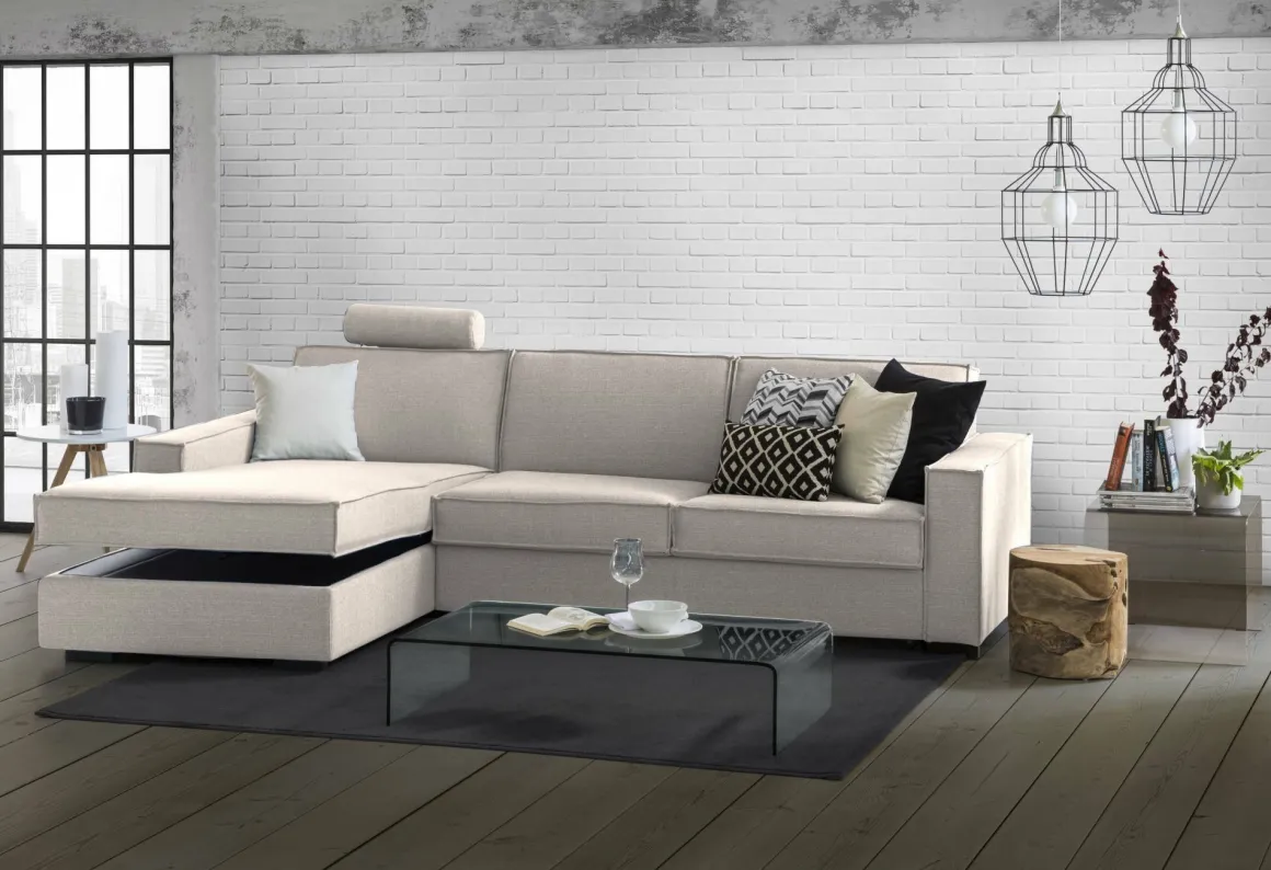 Divano con braccioli tortora 260x95x90h cm - Sodalite