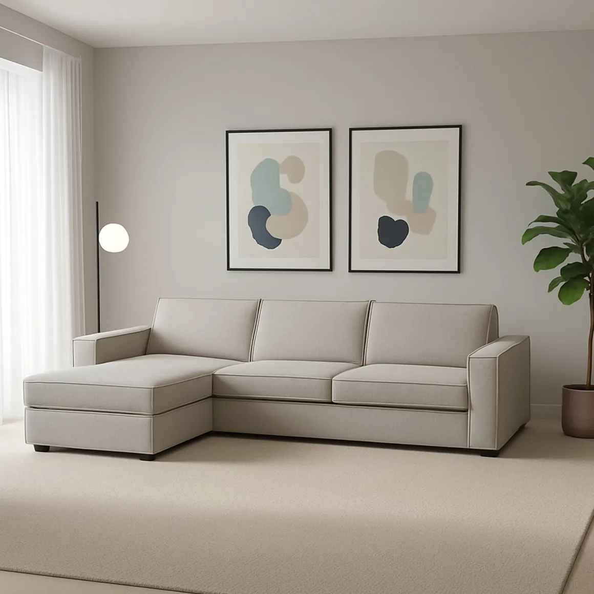 Divano con braccioli tortora 280x95x90h cm - Anila