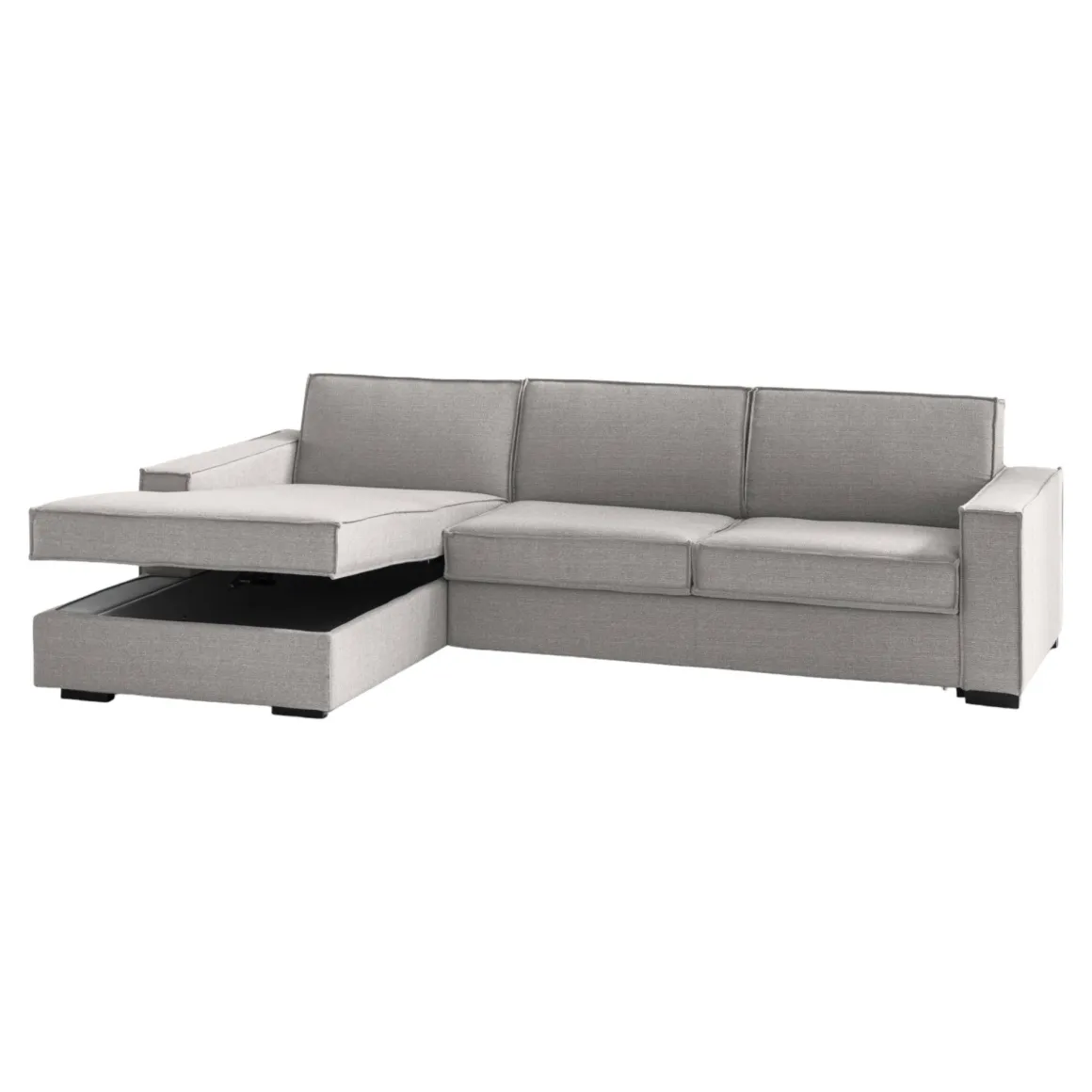 Divano con contenitore grigio 260x95x90h cm - Sodalite