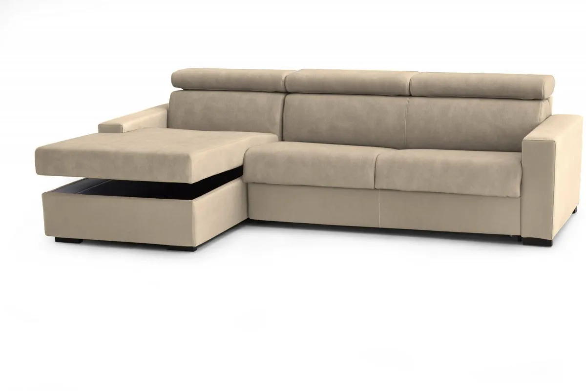 Divani Angolari|Divani Fissi Con Penisola > Dmora Divano con penisola 280x95x85h cm - Akela Beige
