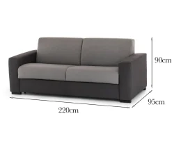 Salotto|Divani Fissi 3 Posti > Dmora Divano con penisola grigio e antracite 220x95x90h cm - Ayta Nero, Grigio Antracite