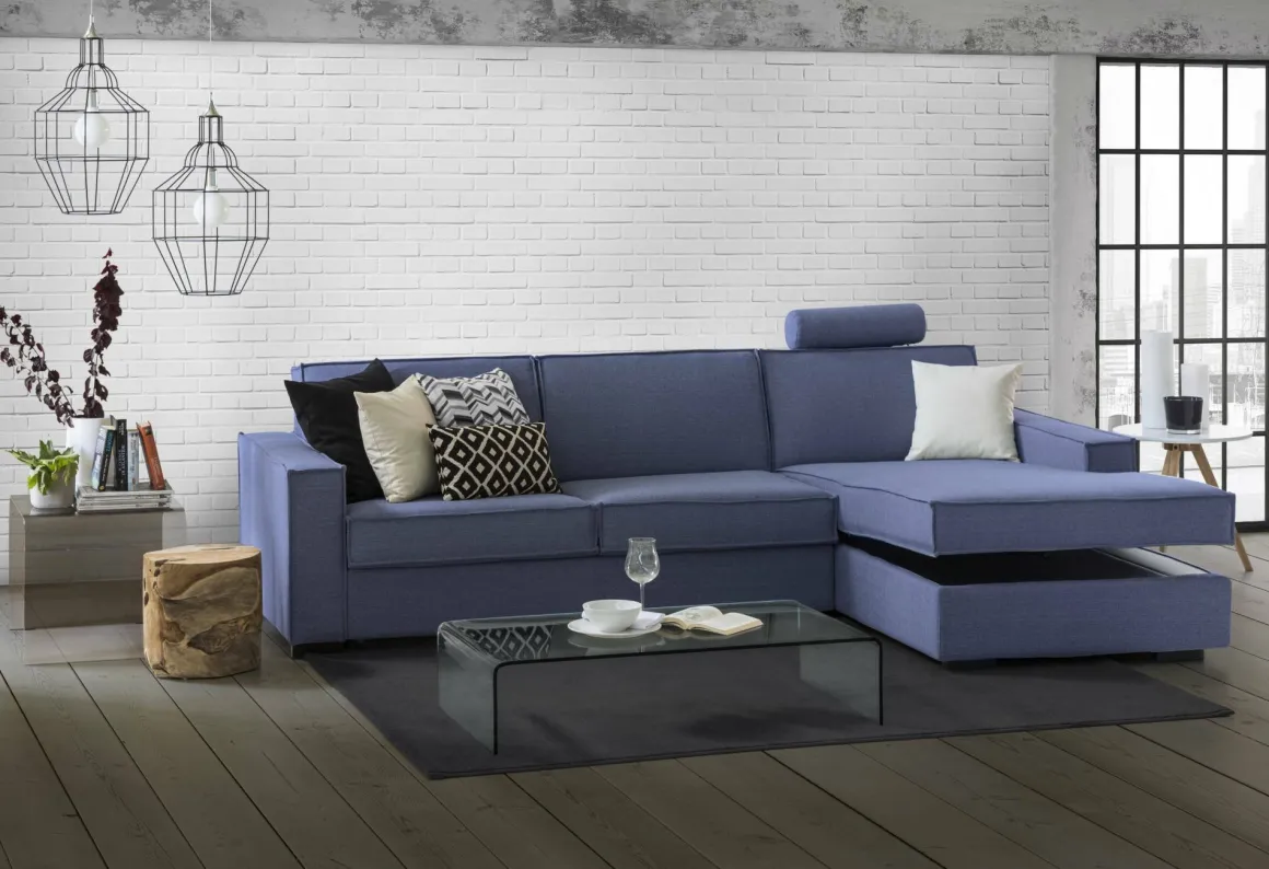 Divano contenitore blu 260x95x90h cm - Assobasso