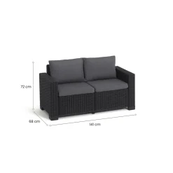 Divano da esterno Roberval, 141x68 h72 cm, Antracite