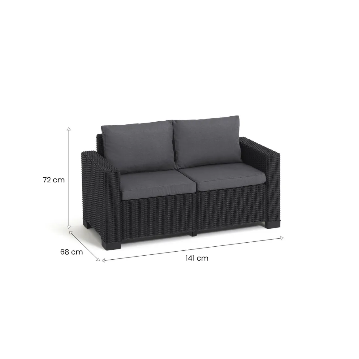 Divano da esterno Roberval, 141x68 h72 cm, Antracite