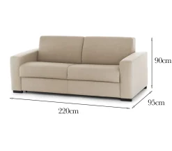 Divano design beige 220x95x90h cm - Ayta
