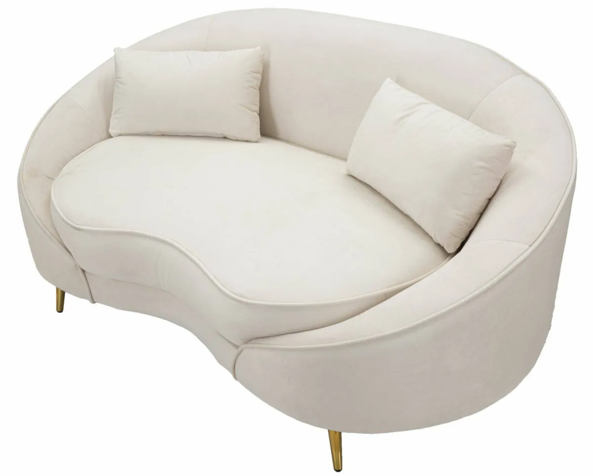 Divani Fissi 2 Posti > Dmora Divano design crema e oro 148x84x68h cm - Gupta Oro, Bianco Crema