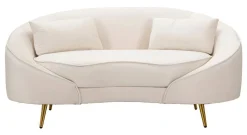 Divani Fissi 2 Posti > Dmora Divano design crema e oro 148x84x68h cm - Gupta Oro, Bianco Crema