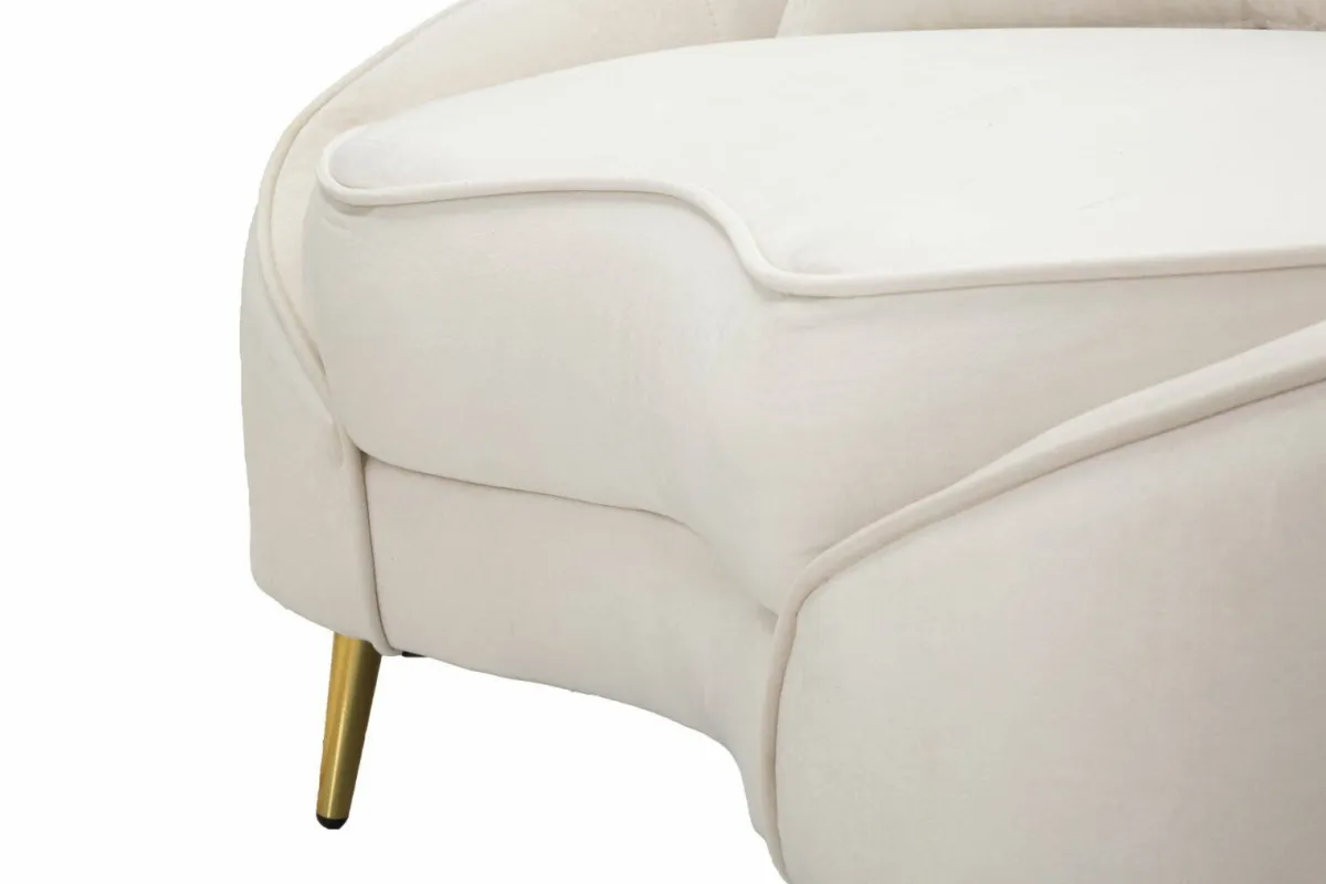 Divani Fissi 2 Posti > Dmora Divano design crema e oro 148x84x68h cm - Gupta Oro, Bianco Crema