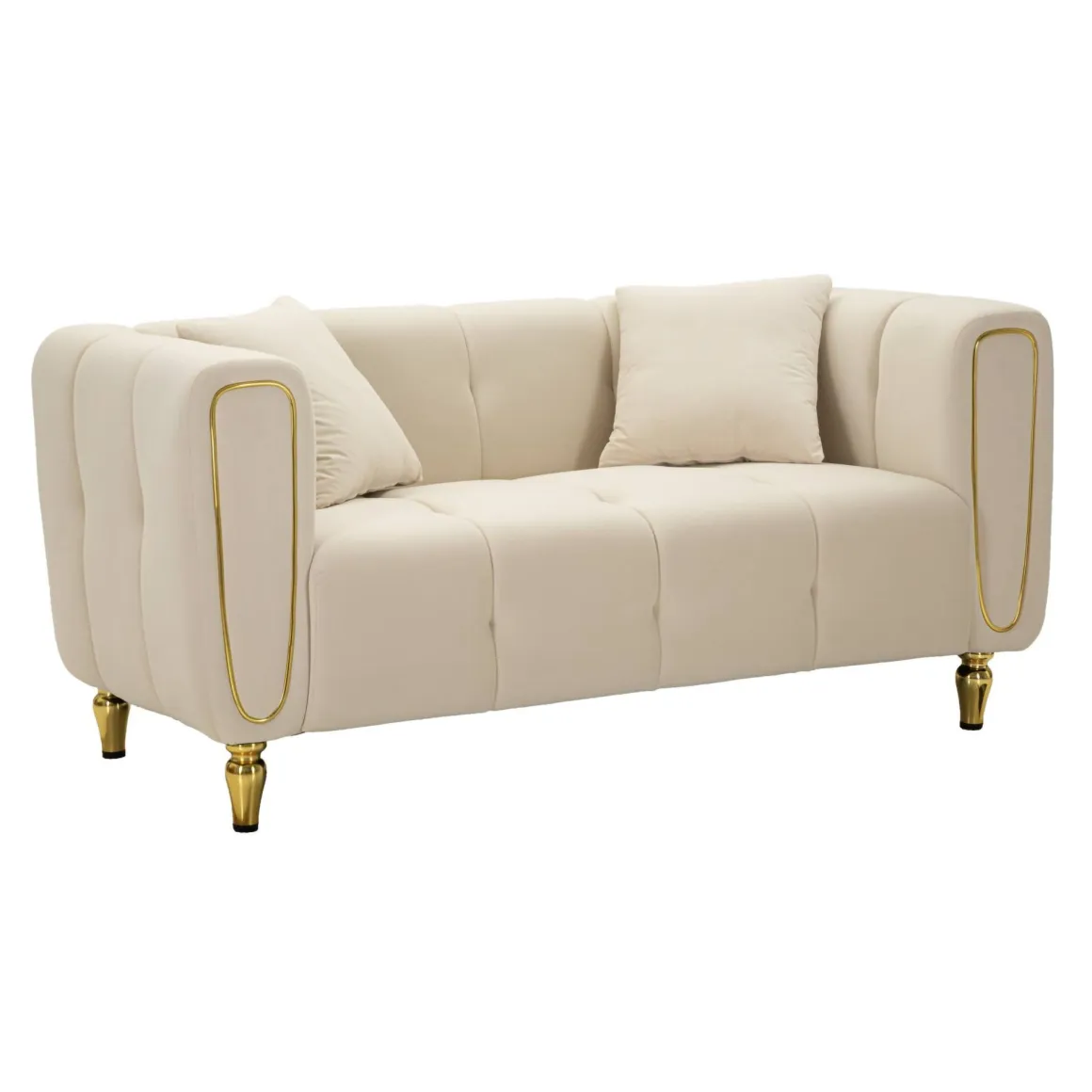Divano design crema e oro 81x155x71h cm - Gandolfo