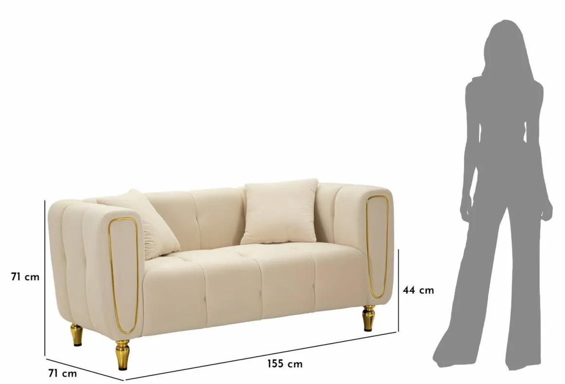 Divano design crema e oro 81x155x71h cm - Gandolfo