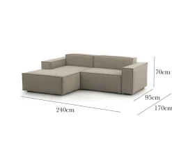 Divani Angolari|Divani Fissi Con Penisola > Dmora Divano design tortora 300x170x70h cm - Ananas Grigio Tortora