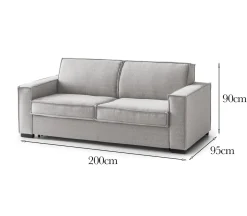 Divano elegante grigio 200x95x90h cm - Eletta