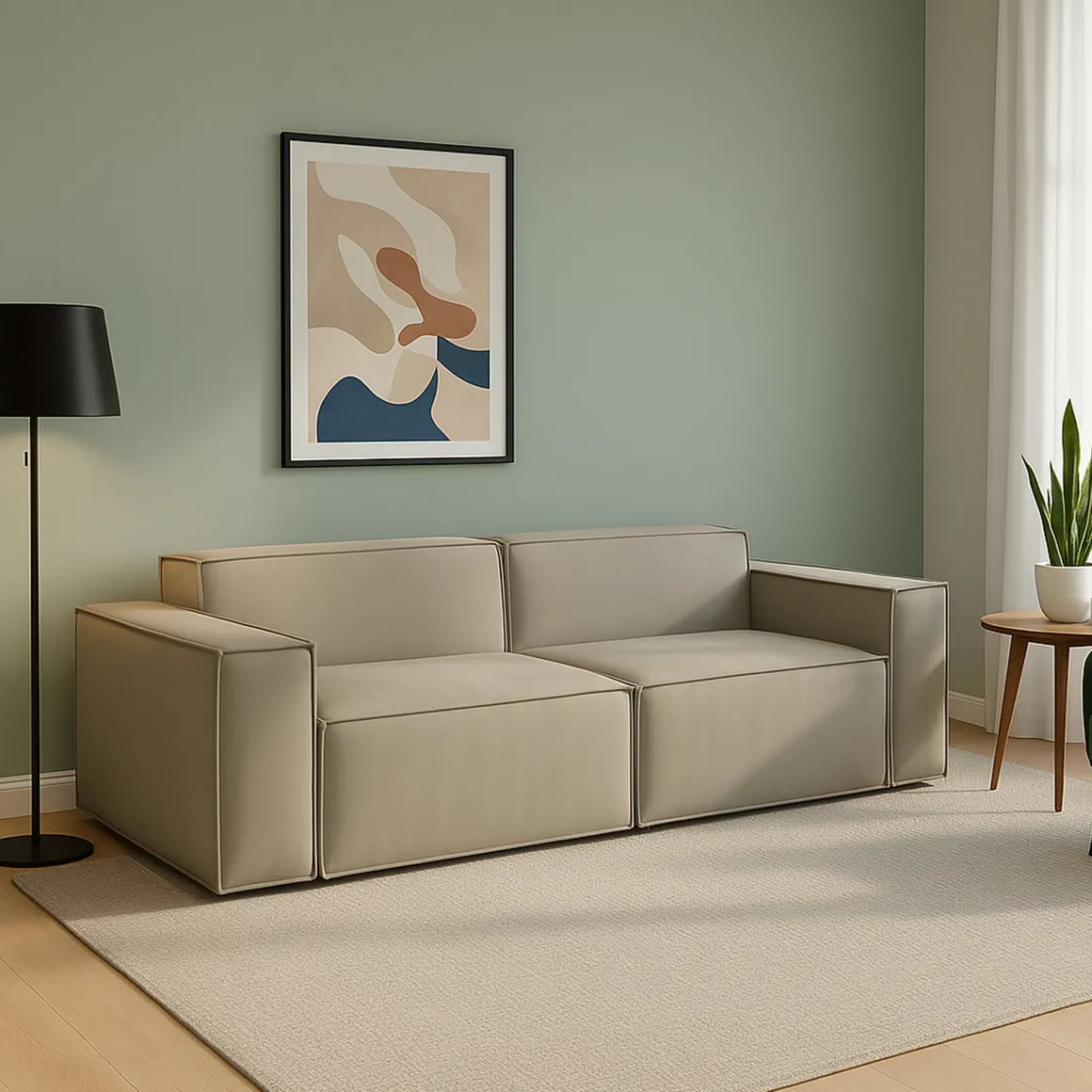 Divano elegante tortora 220x95x70h cm - Lepidolite