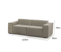 Divano elegante tortora 220x95x70h cm - Lepidolite