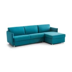 Divani Angolari|Divani Fissi Con Penisola > Dmora Divano Fisso con Penisola Sfoderabile Reversibile 260x160 cm, Idrorepellente Multiposizione Made in Italy - Posina Azzurro