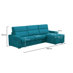 Divani Angolari|Divani Fissi Con Penisola > Dmora Divano Fisso con Penisola Sfoderabile Reversibile 285x160 cm, Idrorepellente Multiposizione Made in Italy - Ceto Azzurro