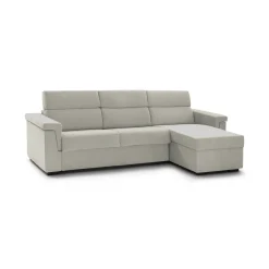 Divano Fisso con Penisola Beige Sfoderabile Reversibile 285x160 cm, Idrorepellente Multiposizione Made in Italy - Cintano