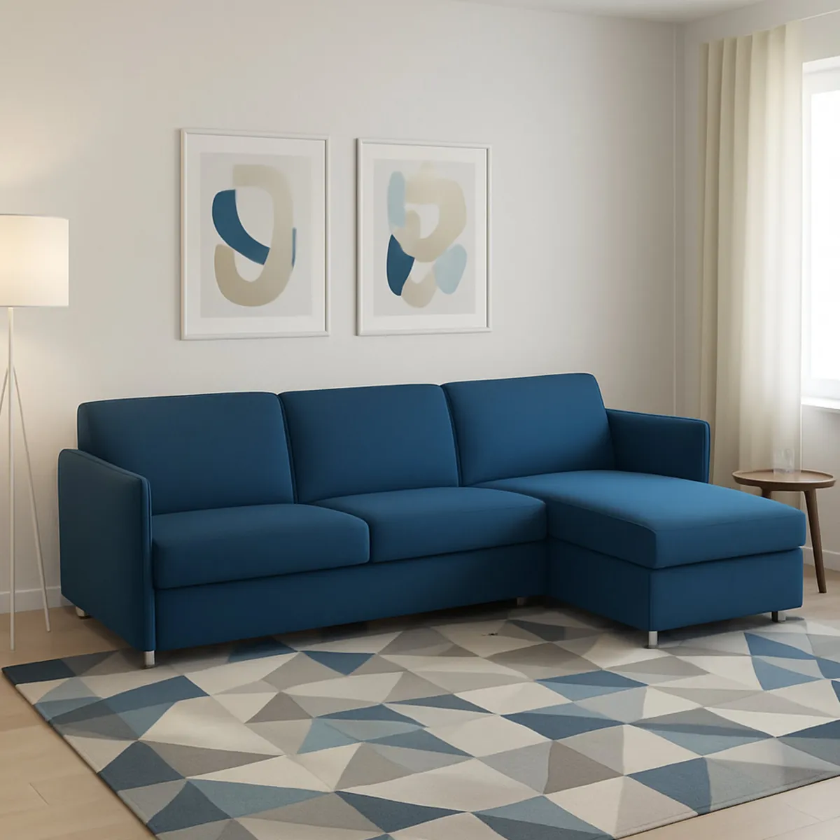 Divani Angolari|Divani Fissi Con Penisola > Dmora Divano Fisso con Penisola Sfoderabile Reversibile 260x160 cm, Idrorepellente Multiposizione Made in Italy - Posina Blu