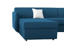 Divani Angolari|Divani Fissi Con Penisola > Dmora Divano Fisso con Penisola Sfoderabile Reversibile 260x160 cm, Idrorepellente Multiposizione Made in Italy - Posina Blu