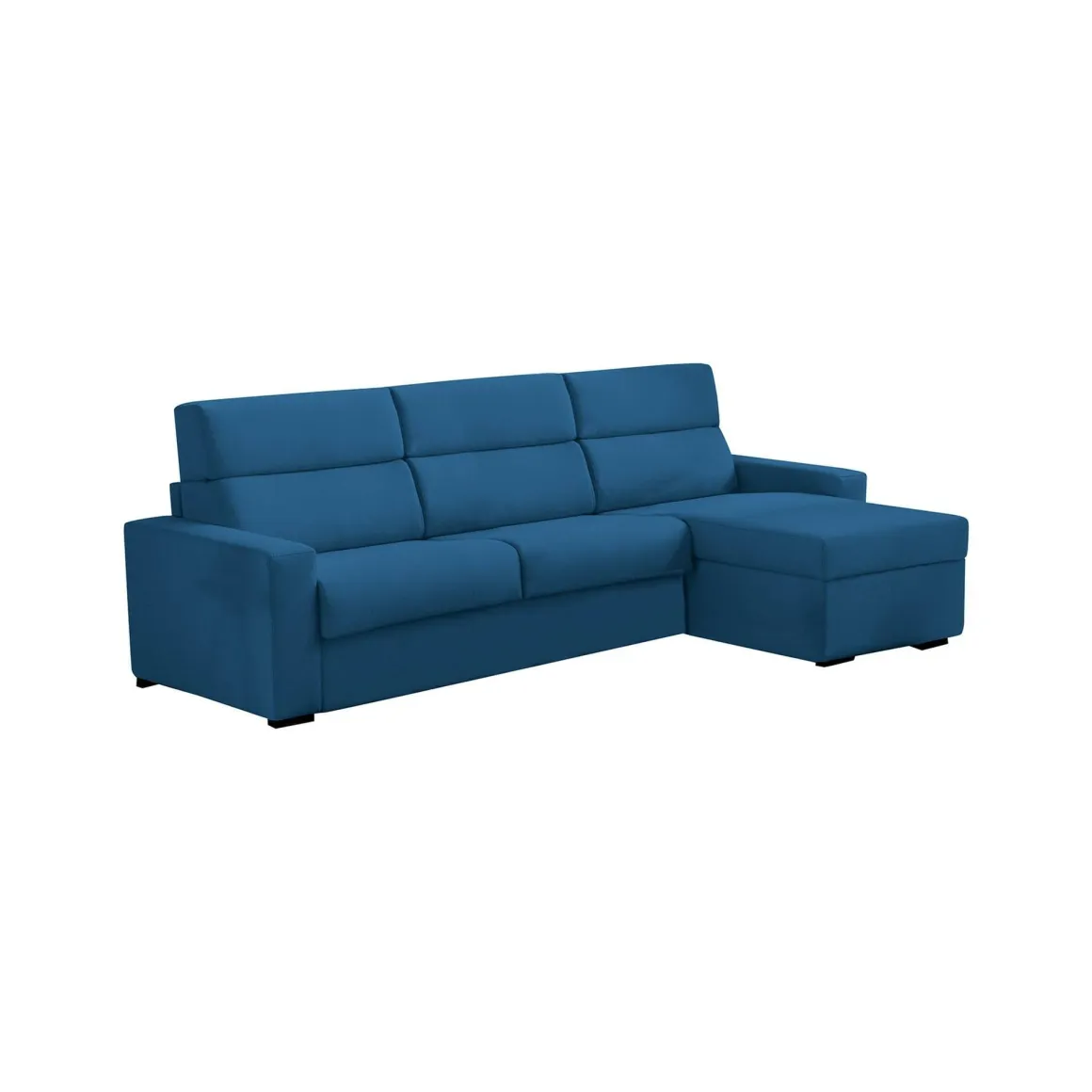 Divano Fisso con Penisola blu Sfoderabile Reversibile 280x160 cm, Idrorepellente Multiposizione Made in Italy - Vigonovo