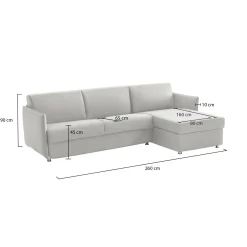 Divani Angolari|Divani Fissi Con Penisola > Dmora Divano Fisso con Penisola Sfoderabile Idrorepellente Multiposizione 280x160 cm, Lavabile Made in Italy - Vigonovo Grigio Chiaro