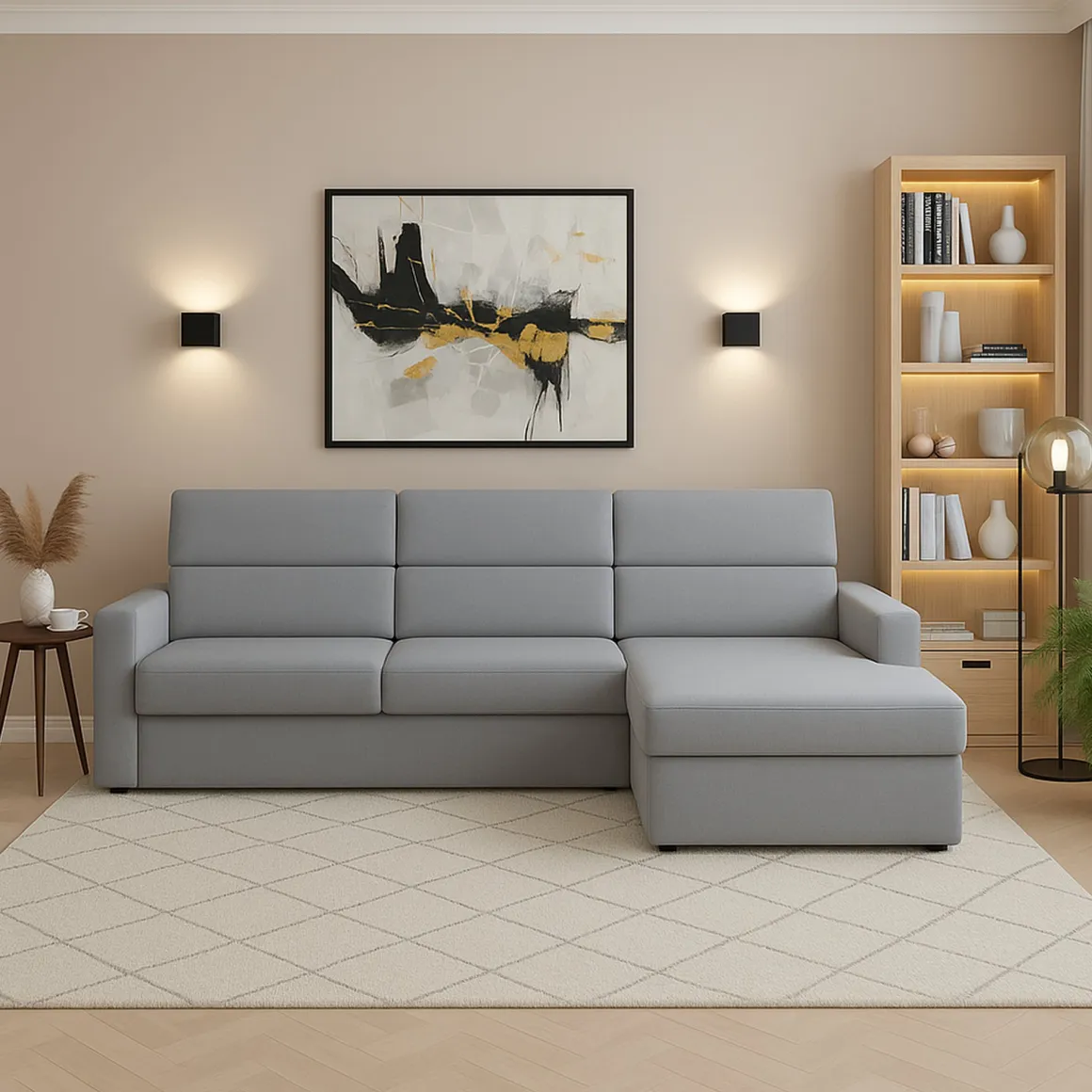 Divani Angolari|Divani Fissi Con Penisola > Dmora Divano Fisso con Penisola Sfoderabile Reversibile 285x160 cm, Idrorepellente Multiposizione Made in Italy - Ceto Grigio