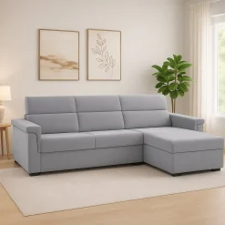 Divani Fissi Con Penisola > Dmora Divano Fisso con Penisola  Sfoderabile Reversibile 260x160 cm, Idrorepellente Multiposizione Made in Italy - Posina Grigio Tortora