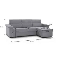Divani Fissi Con Penisola > Dmora Divano Fisso con Penisola Sfoderabile Reversibile 260x160 cm, Idrorepellente Multiposizione Made in Italy - Posina Grigio Tortora