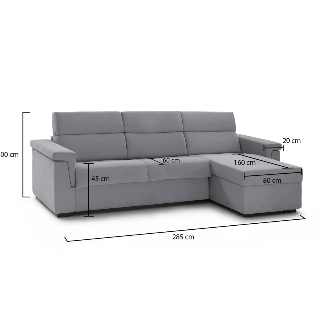 Divani Fissi Con Penisola > Dmora Divano Fisso con Penisola Sfoderabile Reversibile 260x160 cm, Idrorepellente Multiposizione Made in Italy - Posina Grigio Tortora