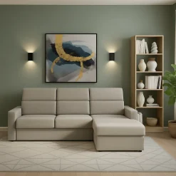 Divani Fissi Con Penisola > Dmora Divano Fisso con Penisola  Sfoderabile Reversibile 285x160 cm, Idrorepellente Multiposizione Made in Italy - Ceto Grigio Tortora