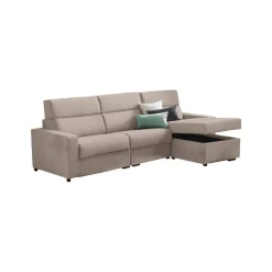Divano Fisso con Penisola Grigio Tortora Sfoderabile Reversibile 280x160 cm, Idrorepellente Multiposizione Made in Italy - Vigonovo