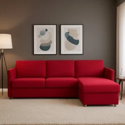 Divani Angolari|Divani Fissi Con Penisola > Dmora Divano Fisso con Penisola Sfoderabile Reversibile 260x160 cm, Idrorepellente Multiposizione Made in Italy - Posina Rosso