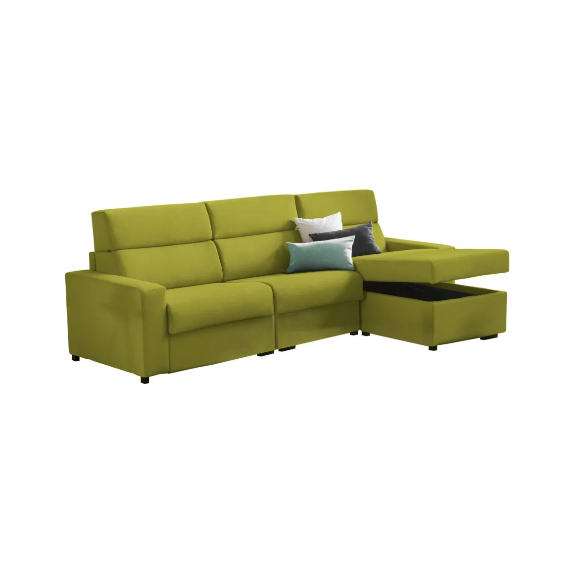 Divani Angolari > Dmora Divano Fisso con Penisola Sfoderabile Reversibile 285x160 cm, Idrorepellente Multiposizione Made in Italy - Ceto Verde