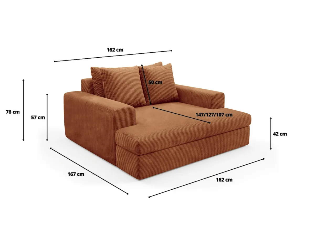 Divani Fissi 2 Posti > Dmora Divano Fisso 2 Posti Cuscini Sfoderabili Braccioli 162x167x86h cm, Posti a Sedere 2 - Comazzo Arancione