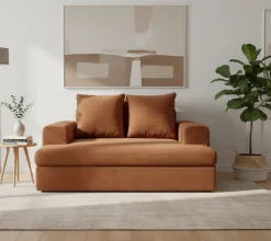 Divani Fissi 2 Posti > Dmora Divano Fisso 2 Posti Cuscini Sfoderabili Braccioli 162x167x86h cm, Posti a Sedere 2 - Comazzo Arancione