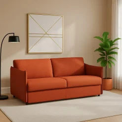 Divani Fissi 2 Posti > Dmora Divano Fisso 2 Posti Sfoderabile Idrorepellente 180x95x100h cm, Lavabile Made in Italy - Vialfre Arancione