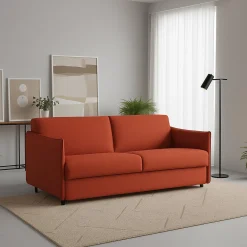 Divani Fissi 2 Posti > Dmora Divano Fisso 2 Posti Sfoderabile Idrorepellente 185x95x100h cm, Lavabile Made in Italy - Lapio Arancione