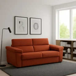 Divani Fissi 2 Posti > Dmora Divano Fisso 2 Posti Sfoderabile Idrorepellente 200x95x100h cm, Lavabile Made in Italy - Letino Arancione