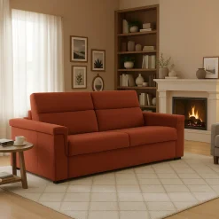 Divani Fissi 2 Posti > Dmora Divano Fisso 2 Posti Sfoderabile Idrorepellente 205x95x100h cm, Lavabile Made in Italy - Gorreto Arancione