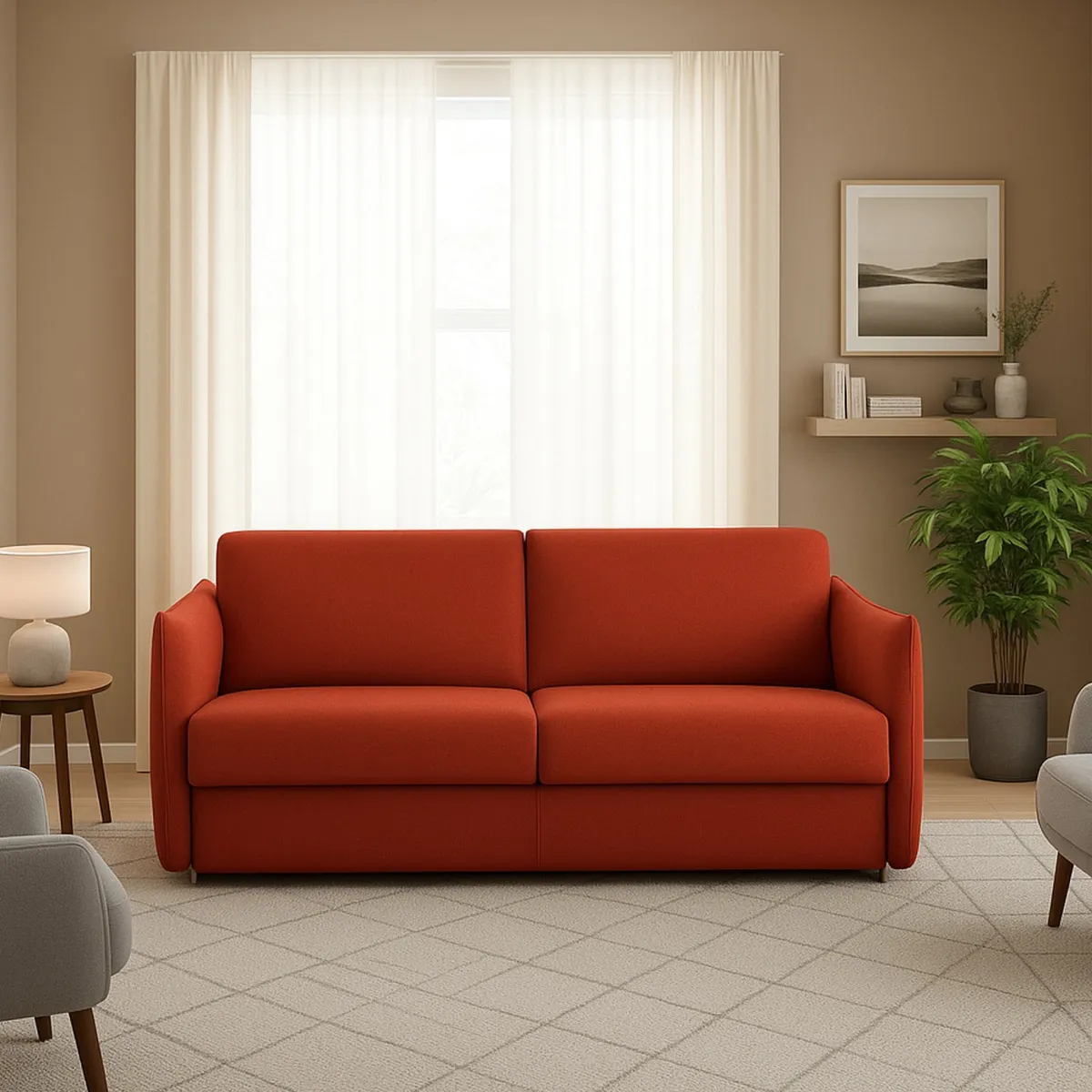 Divani Fissi 3 Posti > Dmora Divano Fisso 3 Posti Sfoderabile Lavabile 200x95 cm, Braccioli Made in Italy - Severo Arancione
