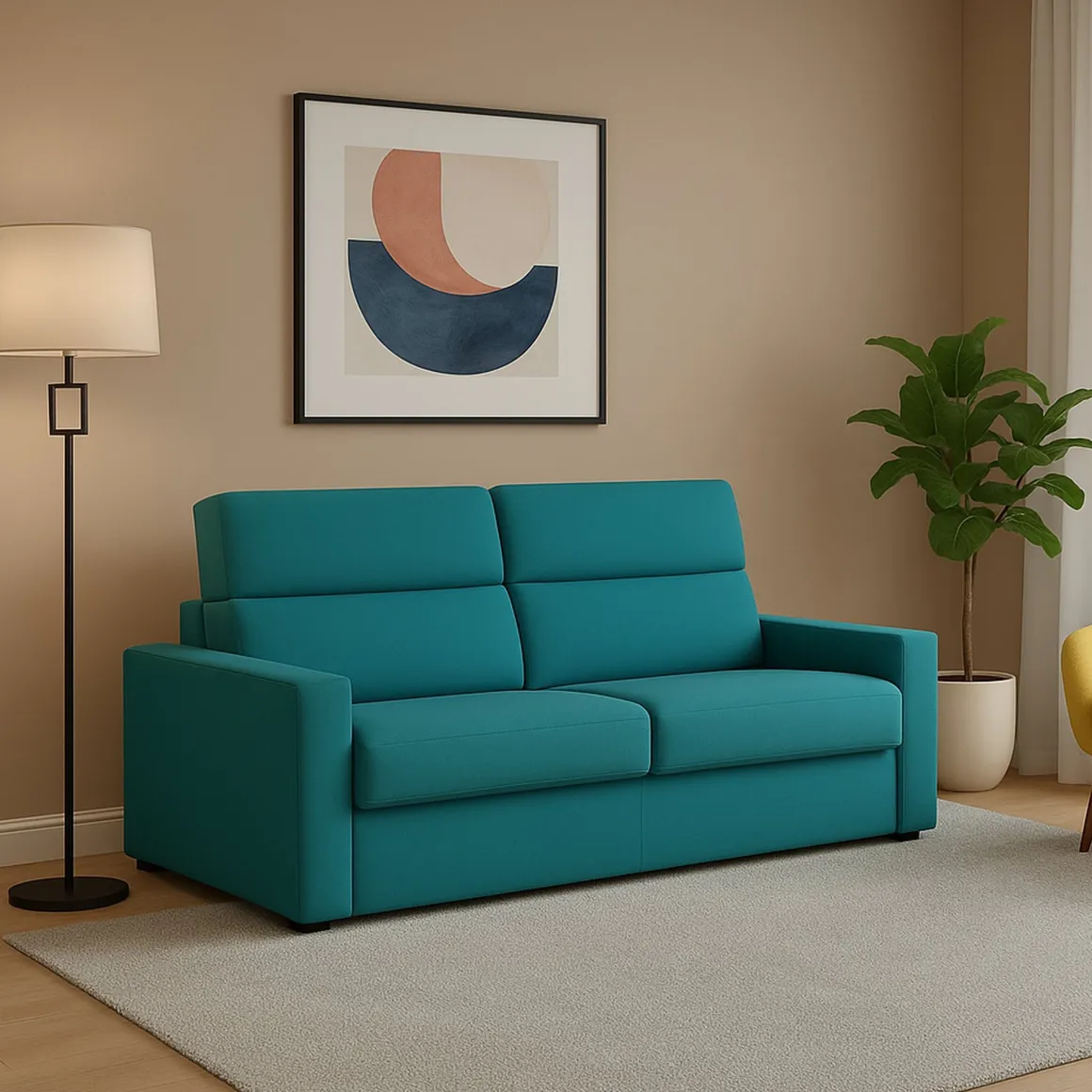 Divano Fisso 2 Posti Azzurro Sfoderabile Idrorepellente 180x95x100h cm, Lavabile Made in Italy - Vialfre