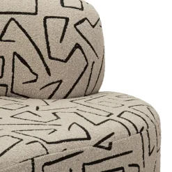 Divano Fisso 2 Posti Beige Nero Disegni Geometrici Posti a Sedere 2 93x45x178h cm, Colore Struttura Nero - Dadato