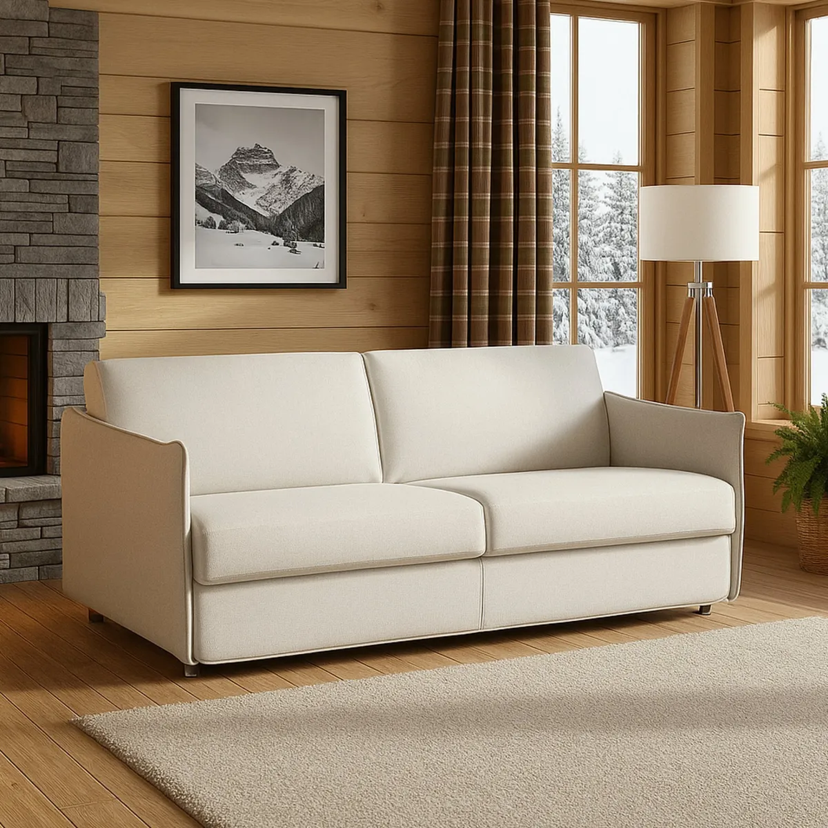 Divani Fissi 2 Posti > Dmora Divano Fisso 2 Posti Sfoderabile Idrorepellente 160x95x90h cm, Lavabile Made in Italy - Monleale Beige