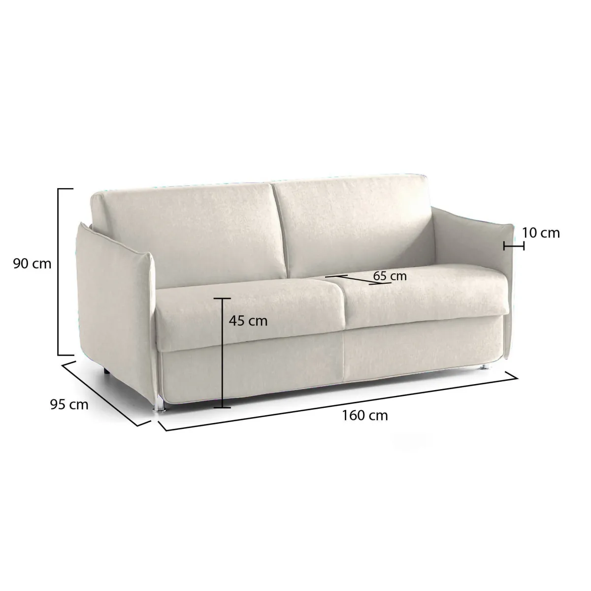 Divani Fissi 2 Posti > Dmora Divano Fisso 2 Posti Sfoderabile Idrorepellente 160x95x90h cm, Lavabile Made in Italy - Monleale Beige