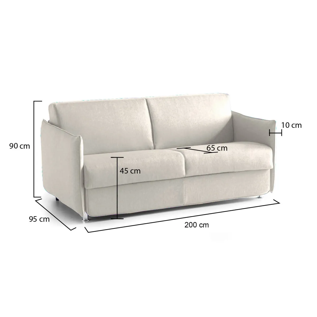 Divani Fissi 3 Posti > Dmora Divano Fisso 3 Posti Sfoderabile Lavabile 200x95 cm, Braccioli Made in Italy - Severo Beige